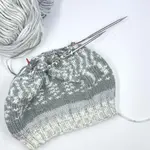 A hat worked in Lion Brand yarn on ChiaoGoo Needles