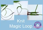 The set up steps for making the magic loop knitting