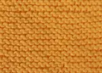 Garter knit stitch worked in gold yarn