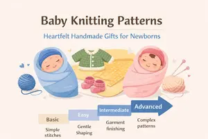 Diagram of knitted baby items 