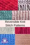 Sampler of reversible knit stitch patterns creating a pin image