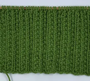 Twin rib  knit stitch pattern worked in green