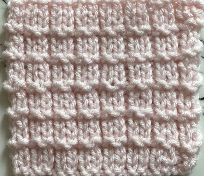 Pique Knit Stitch Pattern worked in pink
