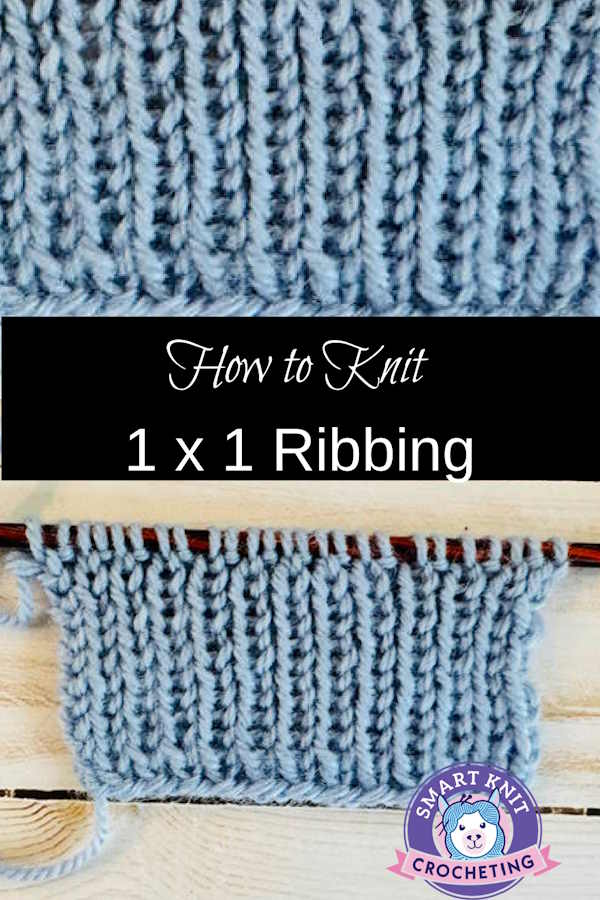 A pin image of 1 x 1 ribbing tutorial page