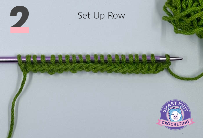 bamboo stitch, showing the set up row