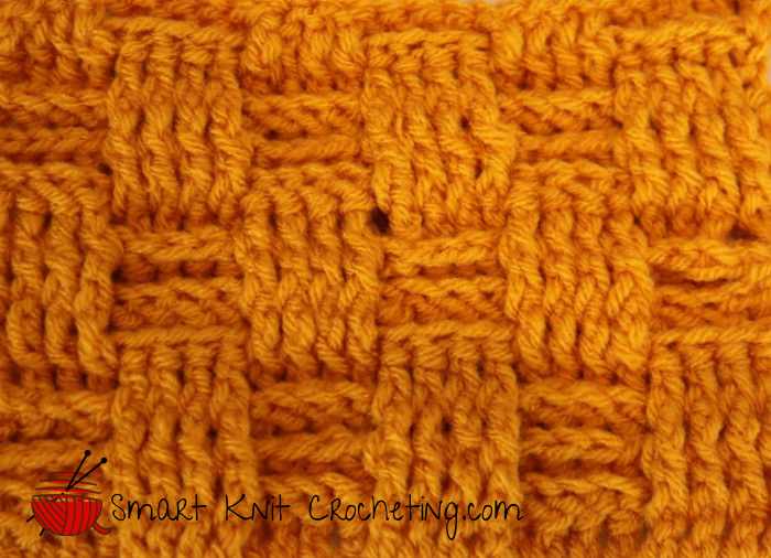Example of how post stitches are used in patterns.  This is called the basketweave stitch in crochet.
