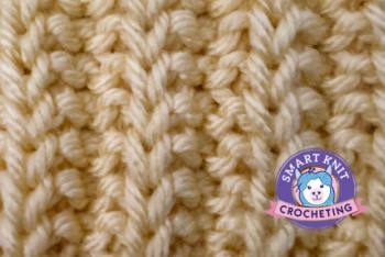 Cartridge Rib Stitch thumbnail worked in beige colored yarn