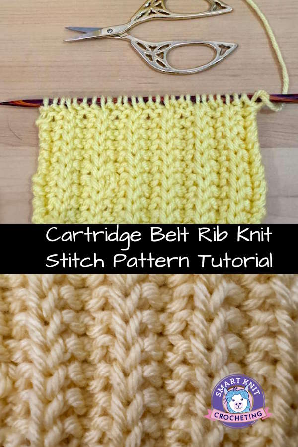 Cartridge Rib Knit Stitch Swatch, Pin Image