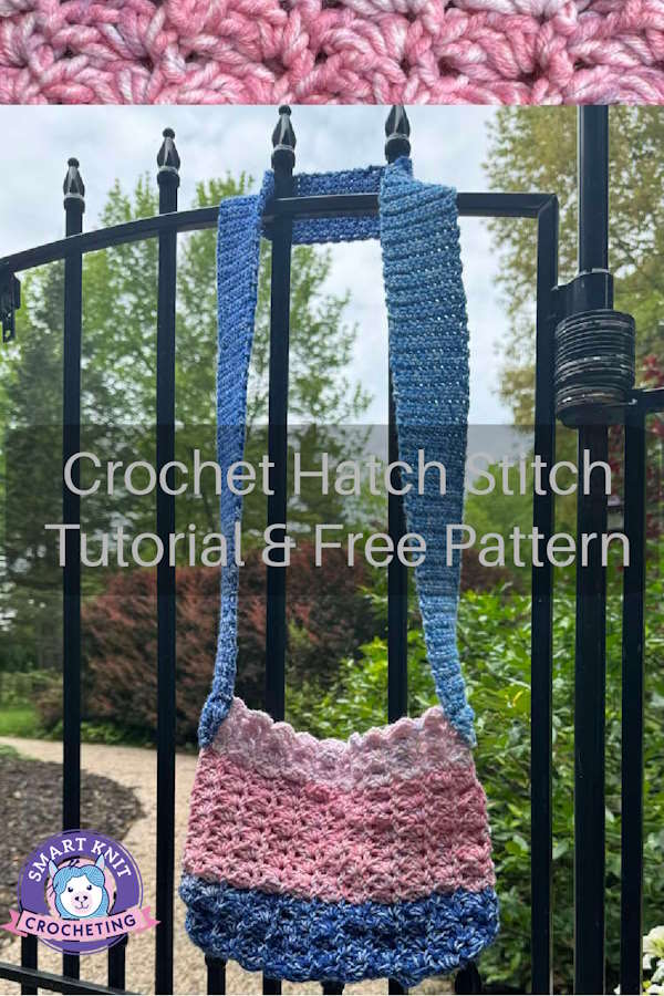 Crochet hatch stitch crossbody bag pin image