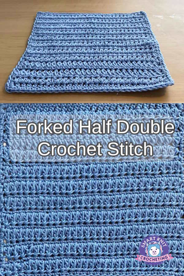 Forked half double crochet pin image