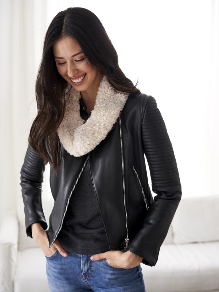 Glitter fur cowl by Lion Brand