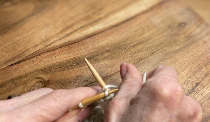 Step two of a series of tutorials of how to make the knit front and back knit increase