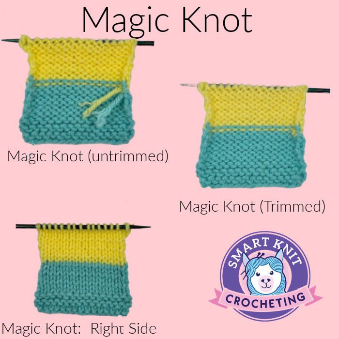 The magic knot in use in a swatch showing the front and reverse sides The magic knot in use in a swatch showing the front and reverse sides