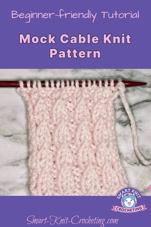 A swatch of the Mock Cable Stitch Pattern worked in pink on a pin image