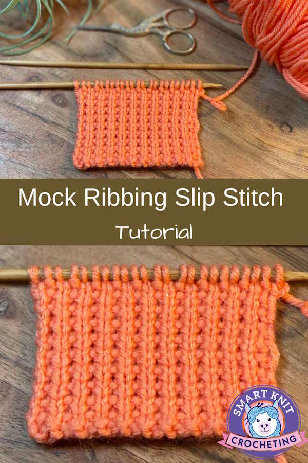 Mock ribbing slip stitch pattern, pin image