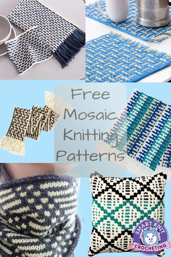 Mosaic knitting patterns collage in a pin image