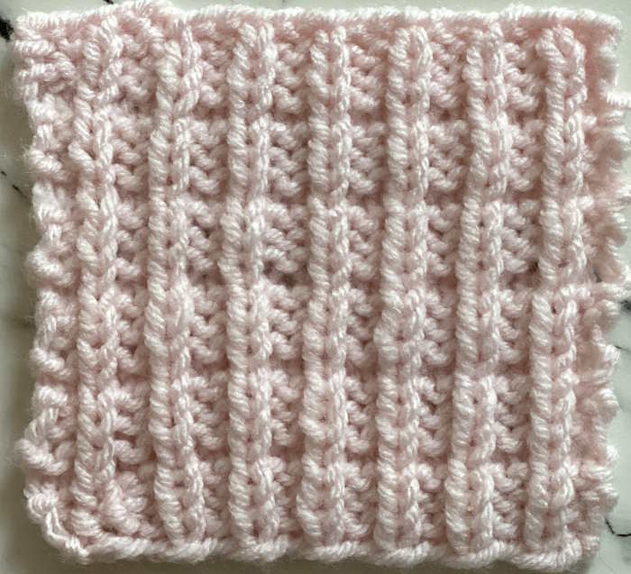 Pique Knit Stitch wrong side worked in pink