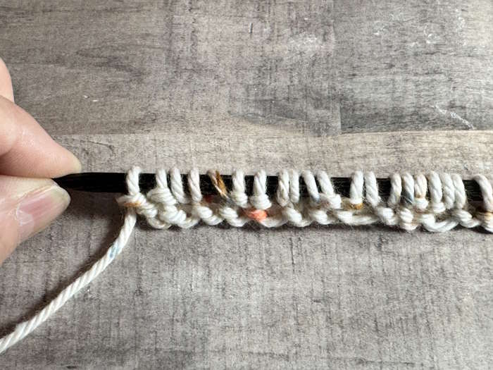 Row one finished on the Puffed rib stitch