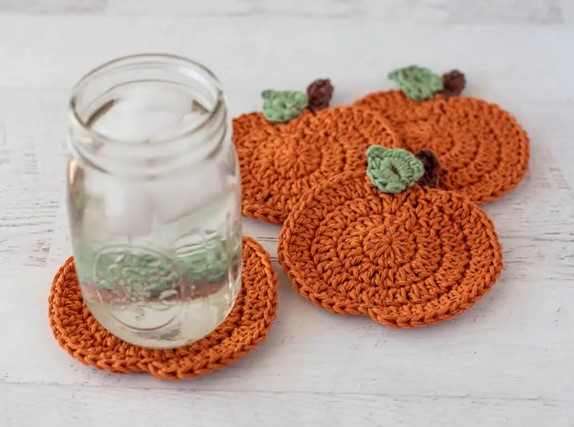 Crochet pumpkin coaster patterns