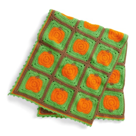 Crochet Pumpkin Patch Blanket Pattern by Red Heart