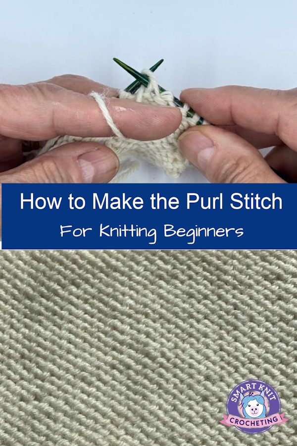 Pin Image showing the purl stitch and how to make it