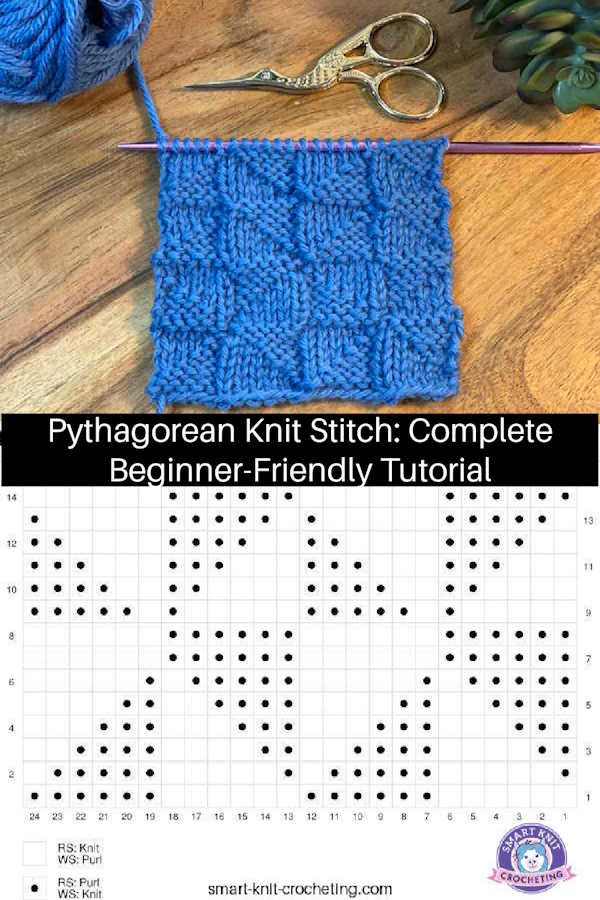 Pin Image for the Pythagorean Knit Stitch Pattern Tutorial