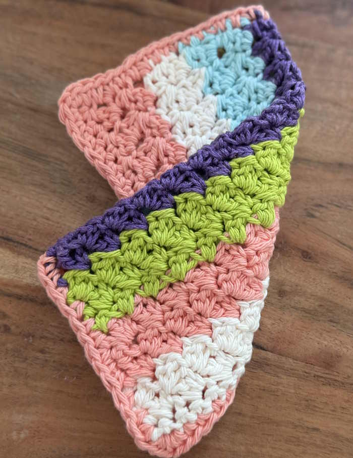The crochet suzette stitch facecloth folded over The crochet suzette stitch facecloth folded over