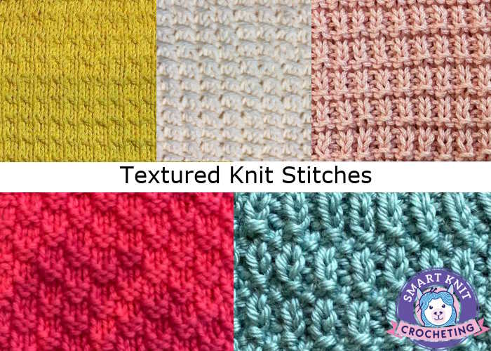 A collage of textured knit stitches
