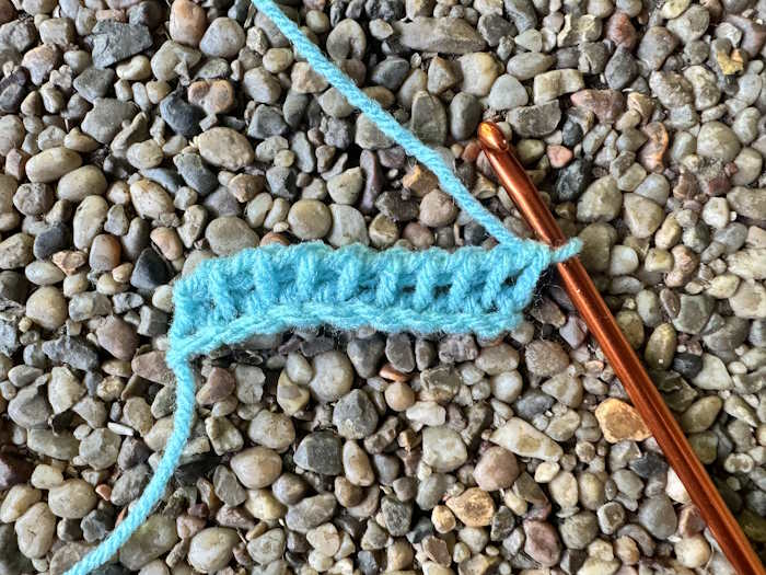 Competed return pass for the Tunisian crochet knit stitch Competed return pass for the Tunisian crochet knit stitch