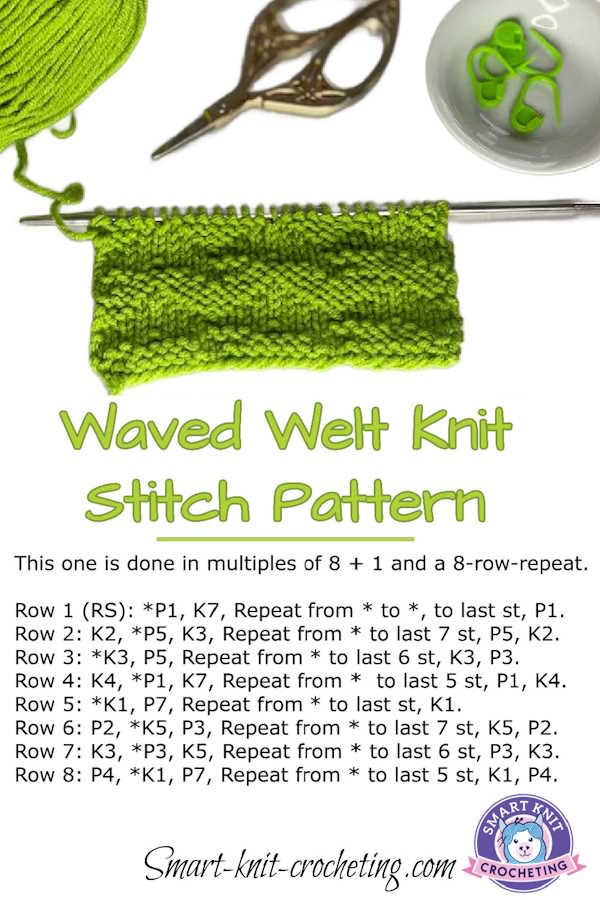 Waved Welt Knit Stitch Pattern BeginnerFriendly Tutorial