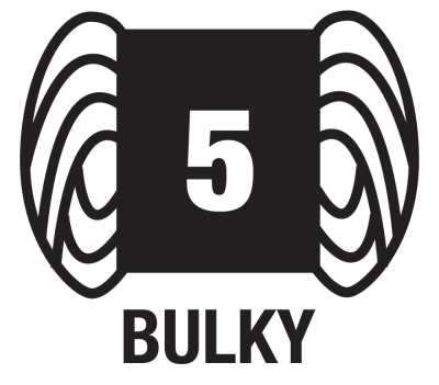 Bulky or Chunky yarns are designated as number 5 Bulky or Chunky yarns are designated as number 5