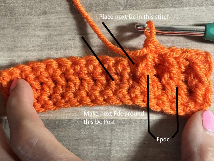 Row four of the Alpine Crochet Stitch Pattern Row four of the Alpine Crochet Stitch Pattern
