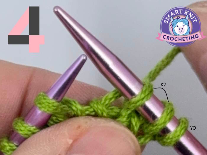 bamboo stitch showing knit 2 stitches