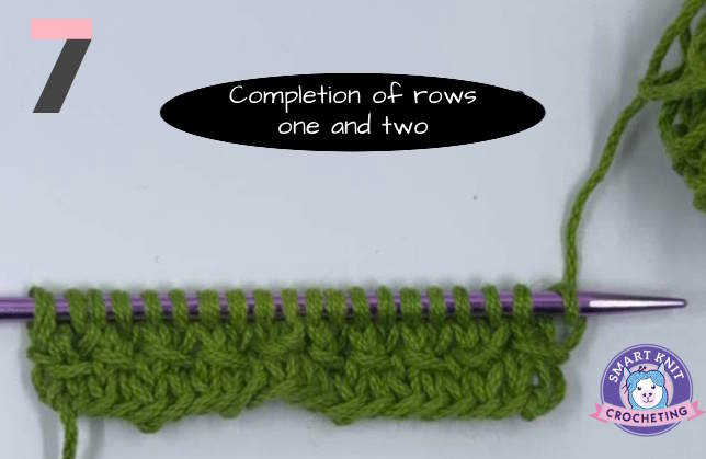 Bamboo stitch showing row 2