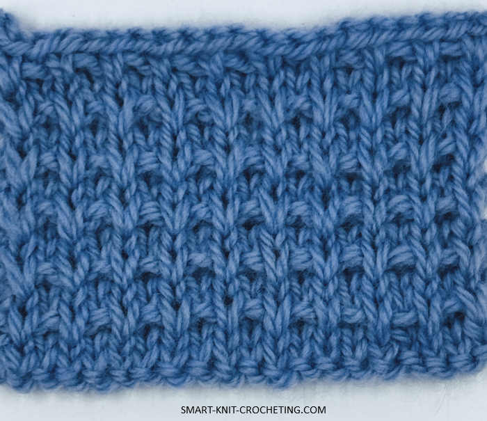 Basket Rib Knit Stitch Pattern The right side showing of a swatch made with the basket rib knit stitch pattern