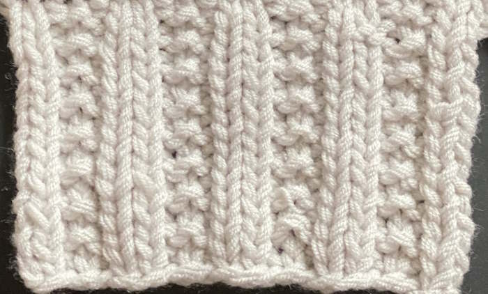 The beaded rib stitch knit, closeup of wrong side