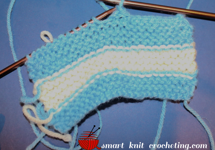 Shown is the bind off in the garter stich.