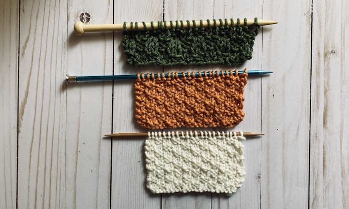 The Box Knit Stitch worked on three different sized needles