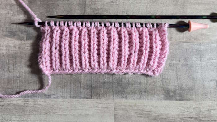 The right side is showing of the brioche stitch