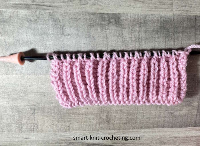 The wrong side of the brioche stitch