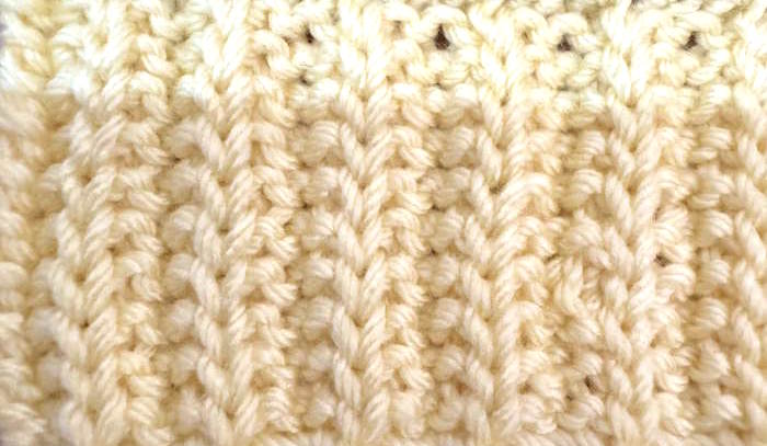 Swatch of the cartridge belt knit stitch created with slip stitches