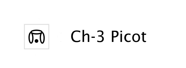 The crochet symbol used in charts for the chain 3 picot stitch