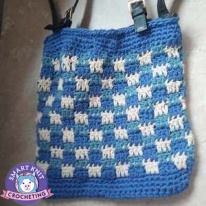 Checkered Double Crochet Stitch Purse made in blue and white