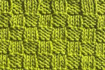 Knit close check pattern worked in green