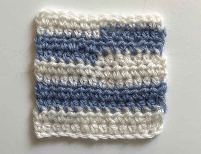 Beginner friendly color change worked in the half double crochet stitch