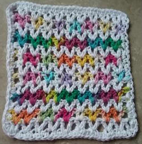 The crochet v stitch worked in assorted colors