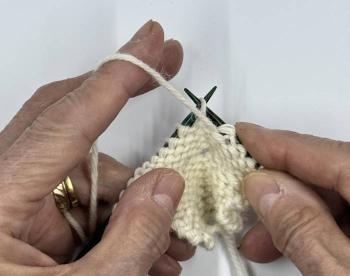 Continental style of knitting is demonstrated with the yarn held in the left hand Continental style of knitting is demonstrated with the yarn held in the left hand