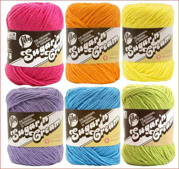 One brand of cotton yarns shown in several different colors One brand of cotton yarns shown in several different colors