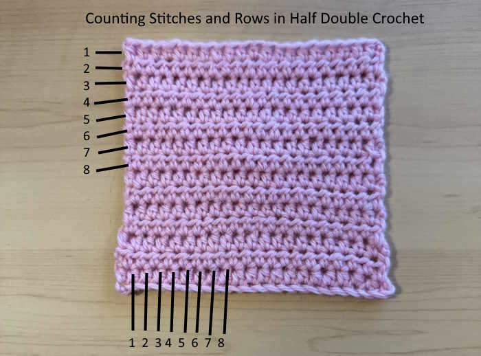 Counting rows and stitches in half double crochet Counting rows and stitches in half double crochet