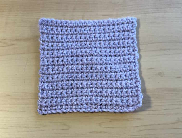 A crochet swatch made entirely of single crochet stitches  A crochet swatch made entirely of single crochet stitches
